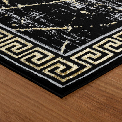 GLORY RUGS Area Rugs Marble 5X7 Black Gold Carpet Modern Abstract Rug Living Room Dining Bedroom Rug