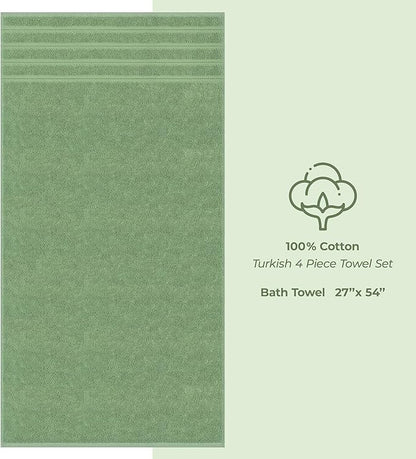 American Soft Linen Luxury 4 Piece Bath Towel Set, 600 GSM 100% Cotton Turkish