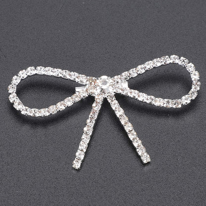 10Pcs Sliver Clear Rhinestone Crystal Bow Brooches Pins Set DIY Wedding Bouquet Broaches Kit