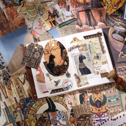 Scrapbooking Supplies Kit, Egyptian Vintage Aesthetic Scrapbook Kit for Bullet Junk Journal, Ancient Egypt DIY Journaling Supplies with Hieroglyph, Pharaoh, Pyramid, Unique Gift for Teens & Women