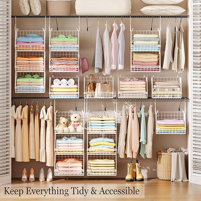 X-cosrack 3 Tier Foldable Closet Organizer, Clothes Shelves