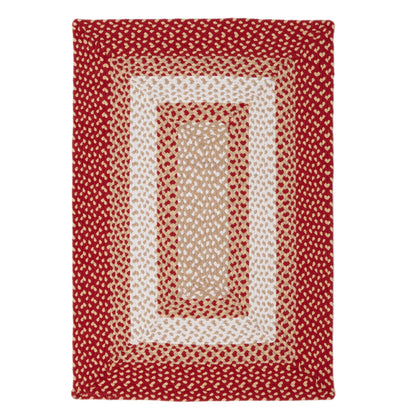 Super Area Rugs 4X6ft Farmhouse Braided Rug - Natural Soft Cotton Carpet for Dining Room/Kitchen - Primitive Country Woven Rug - Red/Cream/Ivory