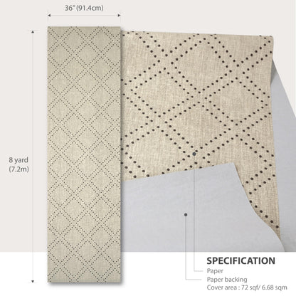 Ansehan Hand-Crafted Wallcovering HA3002 Droplets 36" W x8 Yard L Textured, Modern, Non Prepasted Natural Home Décor for Living Sapce, Beige, Light Wheat/Grey Brown