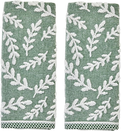 SKL Home Leaf Sprig 100% Cotton Jacquard 2pc Hand Towel Set, Reversible &