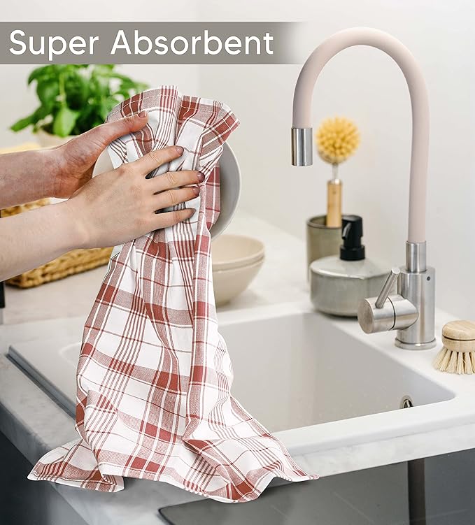 Utopia Towels Red & White Dish Towels 100% Ring Spun Cotton Highly Absorbent &