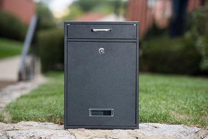 Wall Mounted Locking Vertical Dropbox Mailbox - Safe and Secure | Made with Galvanized Steel (Large, Red)
