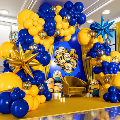 ALL-IN-1 Blue and Yellow Balloon Arch Kit with BONUS 2x Starburst Balloons - Yellow and Blue Balloons for Blue and Yellow Party Decorations, Graduation, Ucla Party, Club America Party Decorations