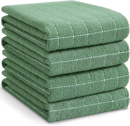 Homaxy 100% Cotton Terry Kitchen Towels, Checkered Designed, Soft and Super