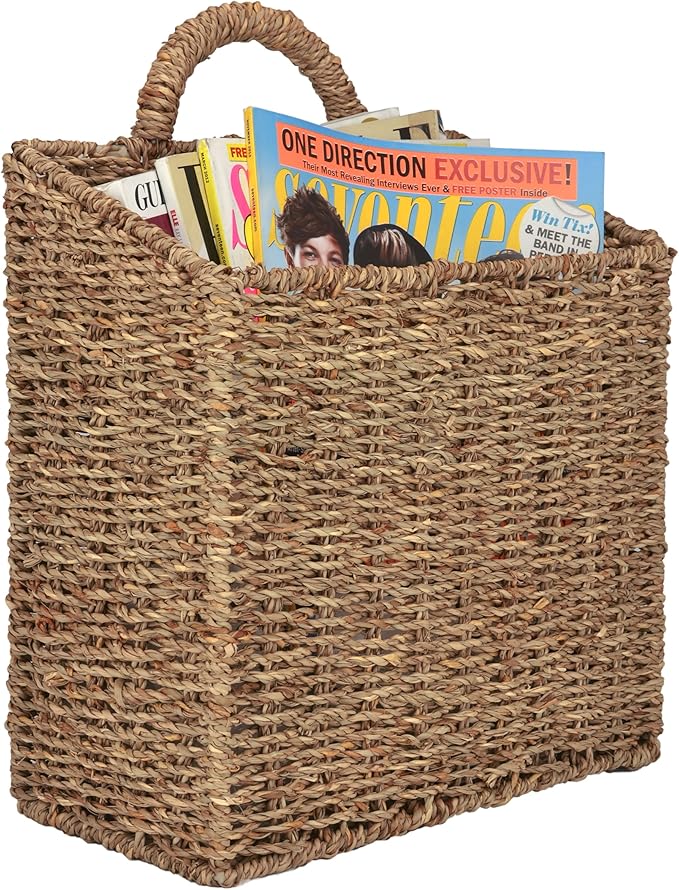 MyGift Wall Basket Hanging Storage Basket, Large Decorative Baskets, Magazine