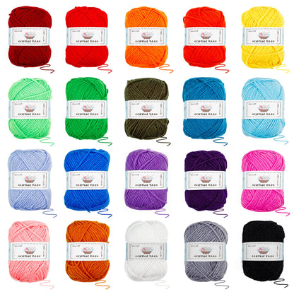 20 Large Acrylic Yarn Skeins-105 PCS Crochet Kit with Hooks Yarn Set, Premium Bundle Includes 2000 Yards Yarn Balls, Needles, Accessories, Ideal Starter Pack for Adults Beginner Professionals