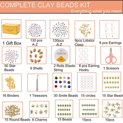 XJRLUK Clay Beads Bracelet Making Kit, 6 Boxes 20000+ PCS 144 Colors Polymer Flat HEISHI Beads Kit for Jewelry Making, Crafts Gift for Christmas Party Gift Craft kit