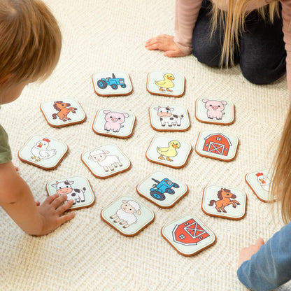 Peapod Play Felt Farm Matching Game for Toddlers – Farm Animal Memory Game & Flash Cards – Soft and Safe for Ages 1+ – Montessori Preschool Learning Activity – Educational Farm Toy for Boys & Girls