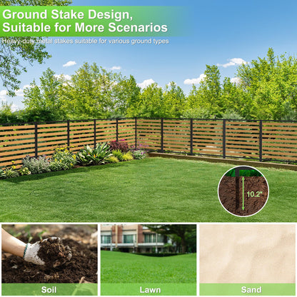 Air Conditioner Fence 1 Panel, Privacy Fence Screen 54.5" H × 39.4" W No-Dig Metal Wood Outdoor Pool Equipment Enclosure with Metal Stake, AC Unit Cover, Trash Bin Hider for Garden & Backyard