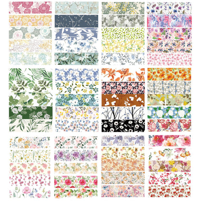 YUBX Flowers Washi Tape Set 60 Rolls Floral Patterns Decorative Skinny Blooms Masking Tapes for Arts, DIY Crafts, Journals, Planners, Scrapbook, Wrapping (Spring)