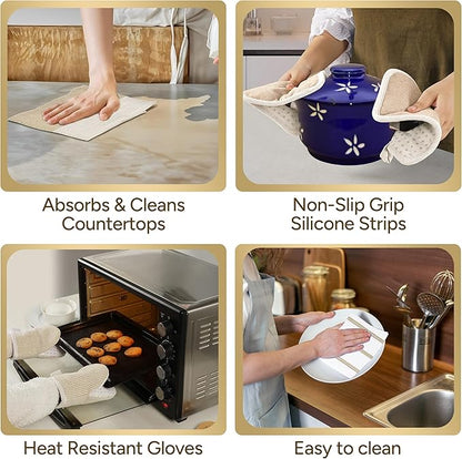 Casa Platino Pot Holders and Oven Mitts, 8-Piece – 500°F Heat Resistant Mini