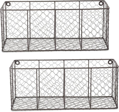 DII Chicken Wire Collection Farmhouse Vintage Wall Baskets, Medium Basket