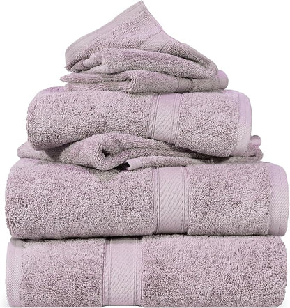 SUPERIOR Egyptian Cotton Pile 6 Piece Towel Set, Includes 2 Bath, 2 Hand