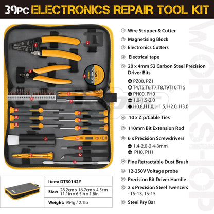 Hi-Spec 56pc Electronics Repair & Opening Tool Kit Set for Laptops, Devices, Computers, PC Building & Gaming Accessories. Precision Small Screwdrivers with Pry Tools