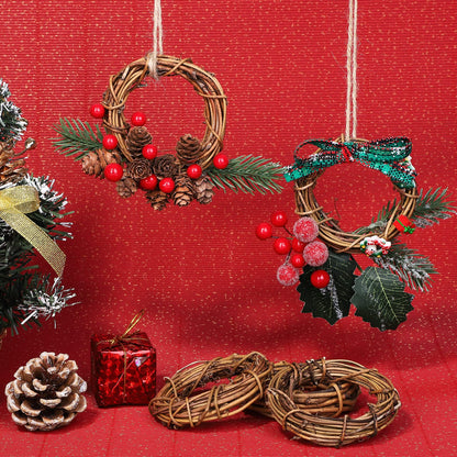 Ruisita 24 Pieces 3 Inch Grapevine Wreaths Vine Branch Wreath Natural Christmas Rattan Wreath Garland Decoration for Christmas Holiday Craft or Wedding Supplies