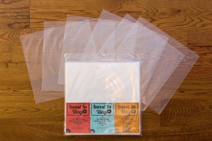 Invest In Vinyl 100 Clear Plastic Protective LP Outer Sleeves 3 Mil. Vinyl Record Sleeves Album Covers 12.75" x 12.5" Provide Your LP Collection with The Proper Protection