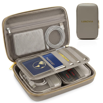 Lunovia Hard Shell Tech Organizer – Protective Travel Case for Cables, Chargers & Accessories | Mid-Size Electronics Organizer with Removable Pouches