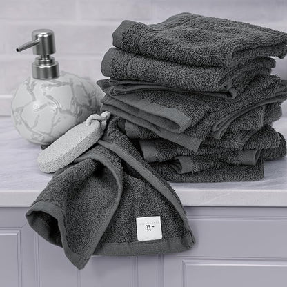 Tens Towels Pack of 24 Washcloths, 12 x 12 Inches, Lighter Weight, Quick to Dry