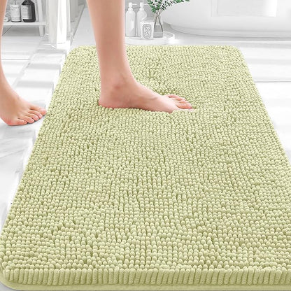 OLANLY Bathroom Rugs 35x24, Extra Soft Absorbent Chenille Bath Rugs, Rubber Backing Quick Dry, Machine Washable Bath Mats for Bathroom Floor, Tub and Shower, Home Decor Accessories, Vanilla