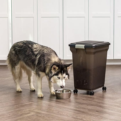 IRIS USA Airtight Dog Food Storage Container, WeatherPro, Removable Wheels