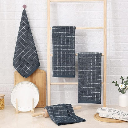 Homaxy 100% Cotton Terry Kitchen Towels, Checkered Designed, Soft and Super