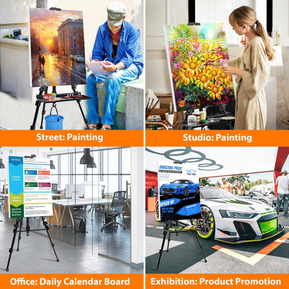 VAIIGO Easel Stand for Painting Artist Easel Stand Adjustable Height 20" to 61" Metal Tripod Art Easels Stand for Painting Canvases Tabletop Floor Art Easel Stand with Tray, Bag, Folding Keg, Black