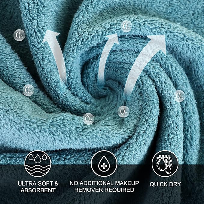 MOONQUEEN Microfiber Facial Cloths Fast Drying Washcloth 12 Pack
