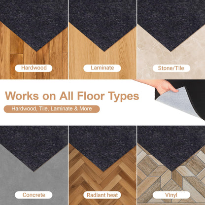abalao 3x5 Ft 1/8 Inch Thick Waterproof Non Slip Rug Pad, Felt Rubber Dual Surface for Vinyl Plank LVP Laminate Hardwood