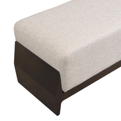 Christopher Knight Home Kingen 55'' Linen Fabric Upholstered End of Bed Ottoman, Wooden Living Room Ottoman Bench with Thick Soft Cushions, Long Entryway Bench, Long Seating for Bedroom, Brown + Beige