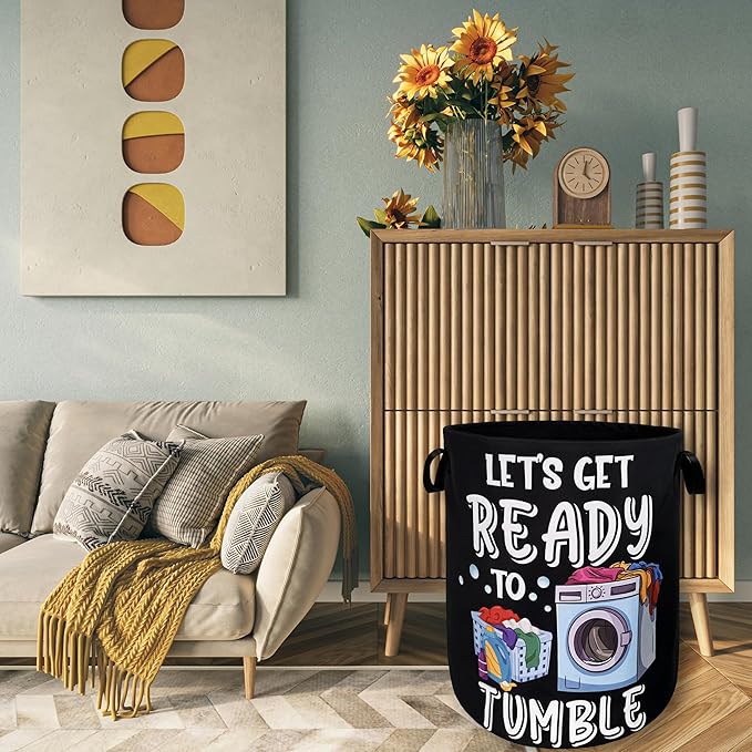 Let's Get Ready to Tumble Laundry Hamper Funny Text Laundry Basket