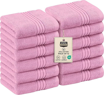 Utopia Towels Wash Cloths Set, 12 by 12 Inches, 100% Cotton Ring Spun, Highly
