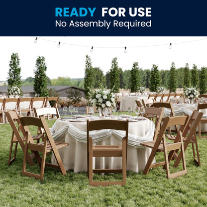 Flash Furniture Hercules Commercial Indoor/Outdoor Folding Event Chair, Wood Look, Weather-Resistant, Lightweight Design, Versatile Use, Chestnut