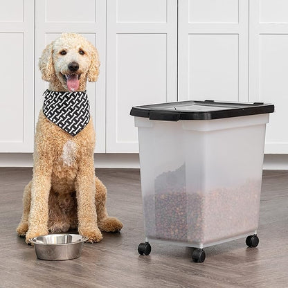 IRIS USA Airtight Dog Food Storage Container, WeatherPro, Removable Wheels