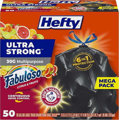 Hefty Ultra Strong 30 Gallon Trash Bags, Large Trash Bags 30 Gallon Size