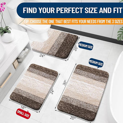 OLANLY Bathroom Runner Rugs Mat 47x20, Extra Soft Absorbent Microfiber Bath Rugs, Rubber Backing, Quick Dry, Washable Long Bath Mats for Bathroom, Tub and Shower, Home Decor Accessories, Light Brown