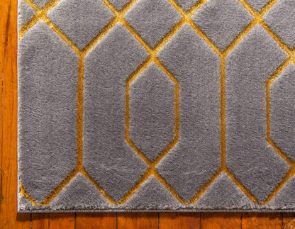 Unique Loom Marilyn Monroe Glam Collection Area Rug - Trellis (5' x 8' Rectangle, Gray Gold/ Gold)