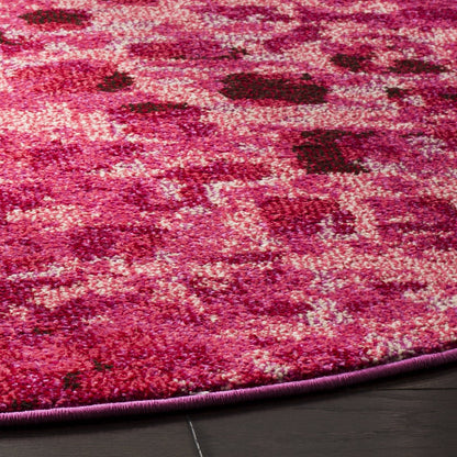 SAFAVIEH Monaco Collection Area Rug - 6'7" Round, Fuchsia, Boho Chic Abstract Watercolor Design, Non-Shedding & Easy Care, Ideal for High Traffic Areas in Living Room, Bedroom (MNC225F)