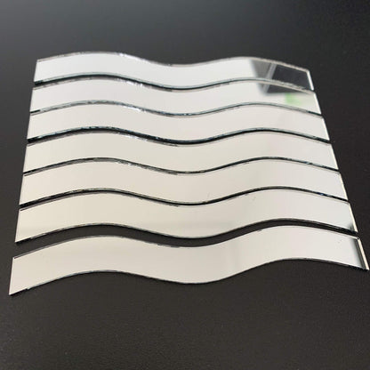 NUO RUI 50 Pcs 3/8’’ x 4’’ Wavy Rectangle Mirror Mosaic Tile for Art Craft Projects