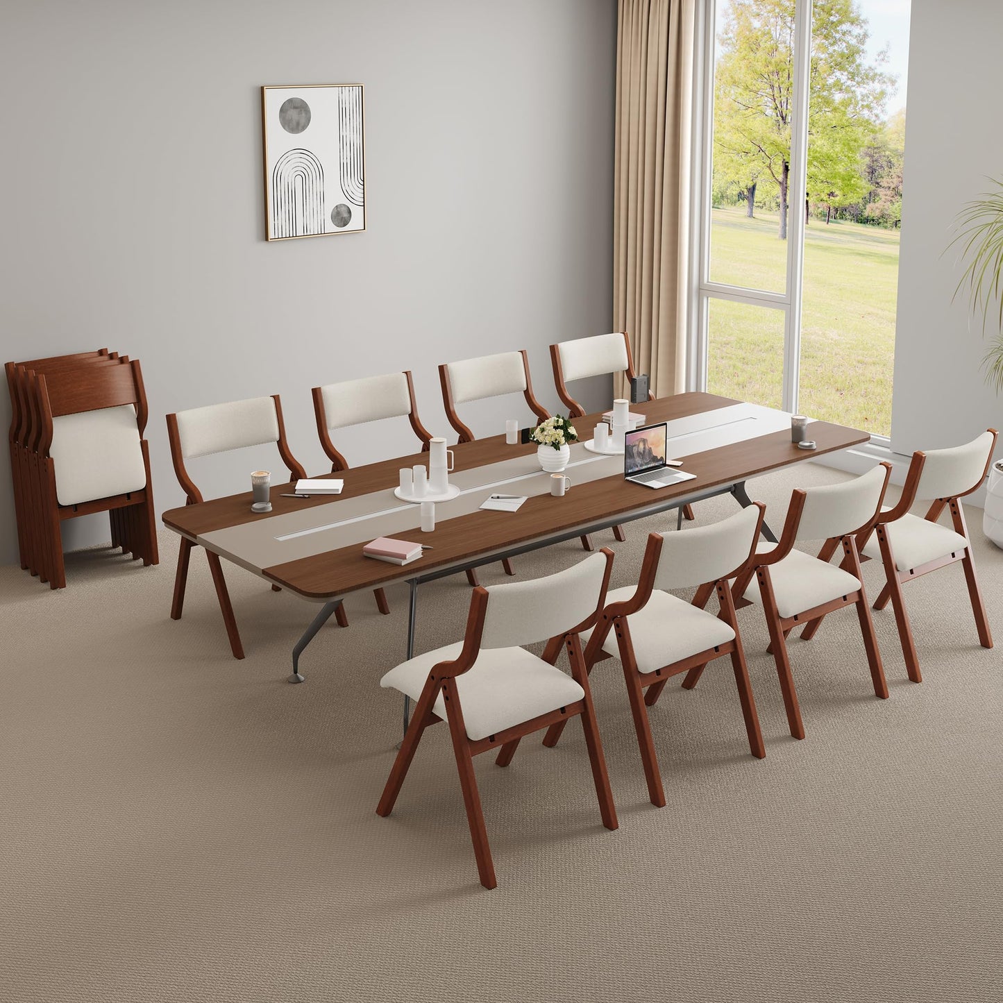 YOPTO Folding Wooden Chairs Set of 2 with Padded Seat,Portable Dining Chairs W/Ergonomically Designed Back and Cushion,for Dining Room,Restaurant,Kitchen,Office