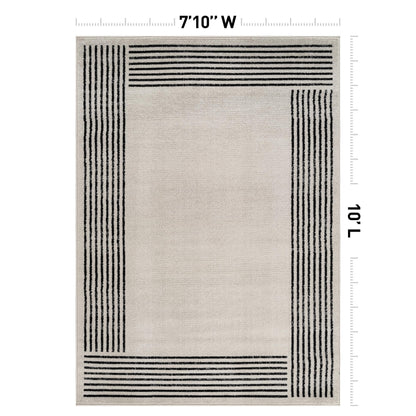 Rugshop Modern Minimal Bordered Indoor Area Rug for Living Room,Bedroom,Kitchen Rug Low Pile Rug with Jute Backing 5' x 7' Cream