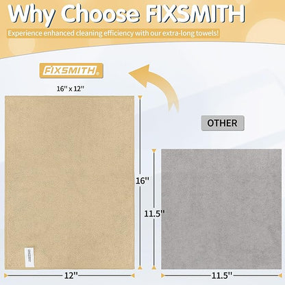 FIXSMITH Beige Microfiber Cleaning Cloth -Pack of 8, Highly Absorbent Cleaning