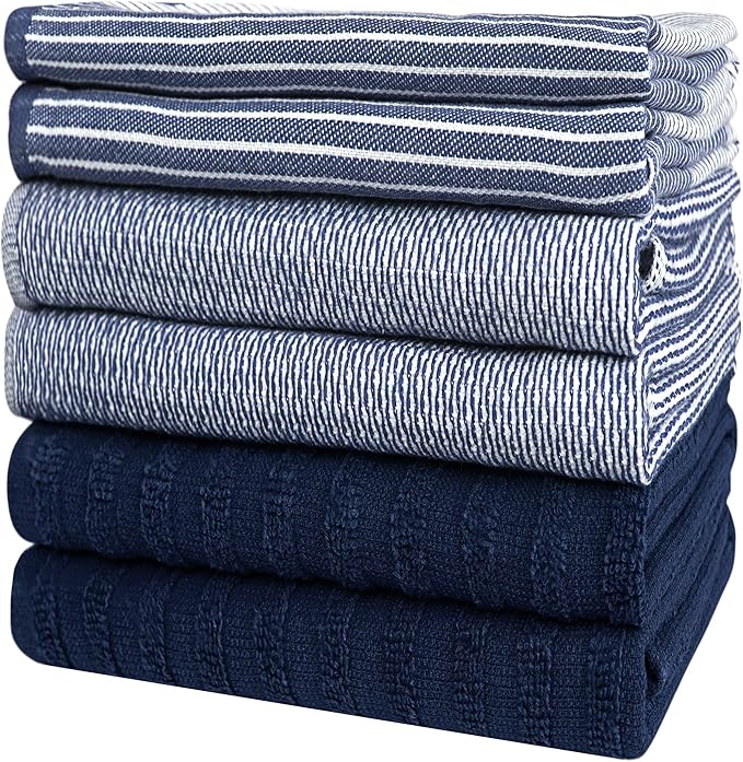 Premium Kitchen Towels | Large Cotton Dish Towels | Flat & Terry Highly