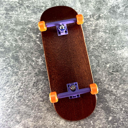 Noahwood Rose Wood Fingerboard Complete (9.0 Short Nose Short Tail Handmade Deck) + (34mm Lavender Six Truck + Orange Soul Wheel)