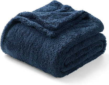 Exclusivo Mezcla Fleece Twin Size Bed Blanket, Ultra Soft, Lightweight and Fuzzy Navy Blue Blanket for Women, Home Decor, 60x80 Inches
