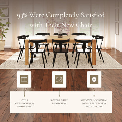 Poly & BARK Mid Century Modern Enzo Black Dining Chair – Solid Oak Wood Splat Back Chair, 18" Seat Height, 32" Tall – Stylish MCM Kitchen & Dining Room Chair - Set of 3