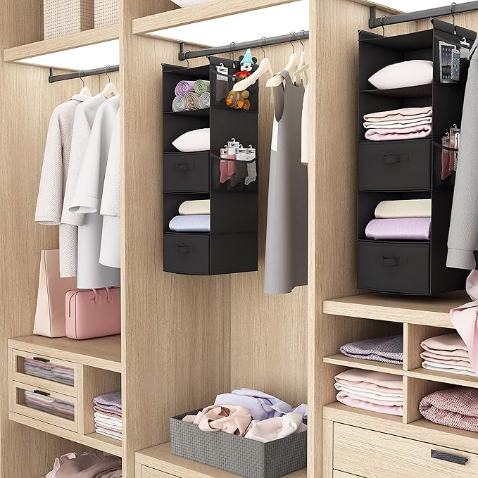 MAX Houser 5 Tier Shelf Hanging Closet Organizer, Cloth Hanging Shelf